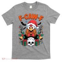 Merry Christmas F-Caw-F Chicken Spooky Skull T-Shirt thumb 0