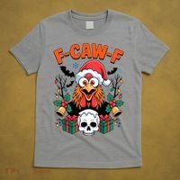 Merry Christmas F-Caw-F Chicken Spooky Skull T-Shirt thumb 5
