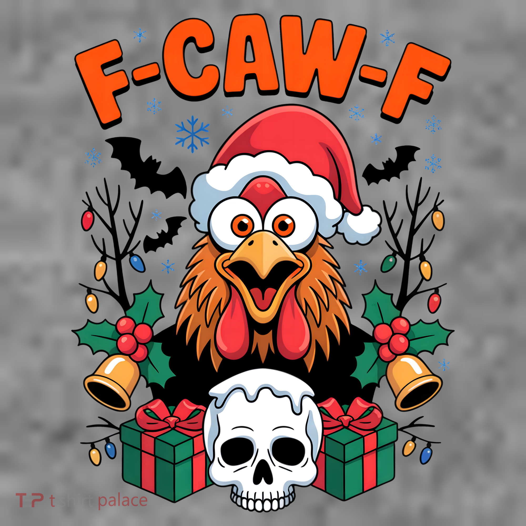 Merry Christmas F-Caw-F Chicken Spooky Skull Women's Hoodie