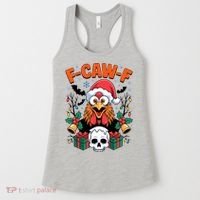 Merry Christmas F-Caw-F Chicken Spooky Skull Women's Tank Top thumb 0