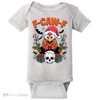 Merry Christmas F-Caw-F Chicken Spooky Skull Baby Bodysuit thumb 0