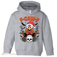 Merry Christmas F-Caw-F Chicken Spooky Skull Toddler Hoodie thumb 0