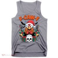 Merry Christmas F-Caw-F Chicken Spooky Skull Tank Top thumb 0