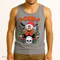 Merry Christmas F-Caw-F Chicken Spooky Skull Tank Top thumb 3