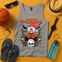 Merry Christmas F-Caw-F Chicken Spooky Skull Tank Top thumb 4