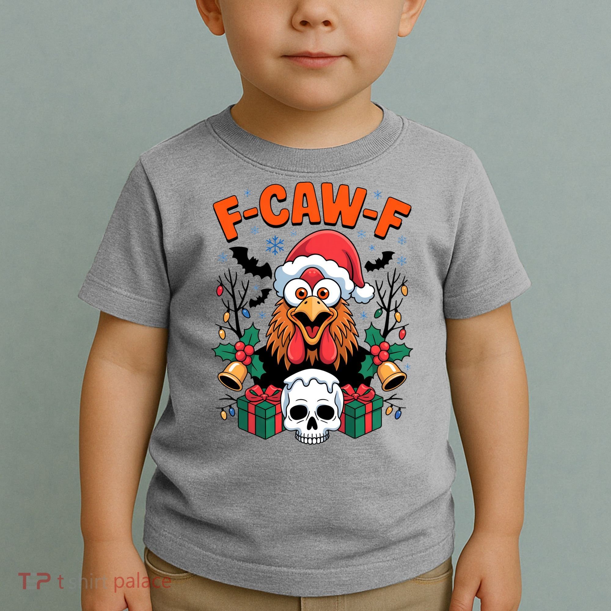 Merry Christmas F-Caw-F Chicken Spooky Skull Toddler T-Shirt