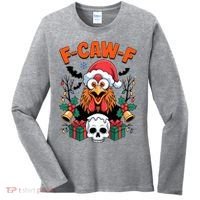 Merry Christmas F-Caw-F Chicken Spooky Skull Women's Long Sleeve Shirt thumb 0