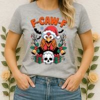 Merry Christmas F-Caw-F Chicken Spooky Skull Women's T-Shirt thumb 2