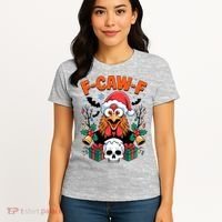 Merry Christmas F-Caw-F Chicken Spooky Skull Women's T-Shirt thumb 4