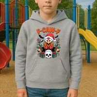 Merry Christmas F-Caw-F Chicken Spooky Skull Kids Hoodie thumb 2