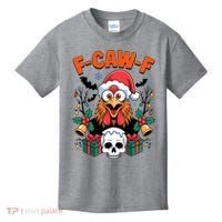 Merry Christmas F-Caw-F Chicken Spooky Skull Kids T-Shirt thumb 0