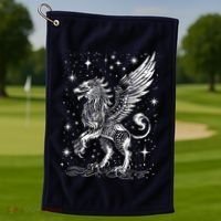 Mystical Creepy Gryphon Greek Mythical Creature Golf Towel thumb 1