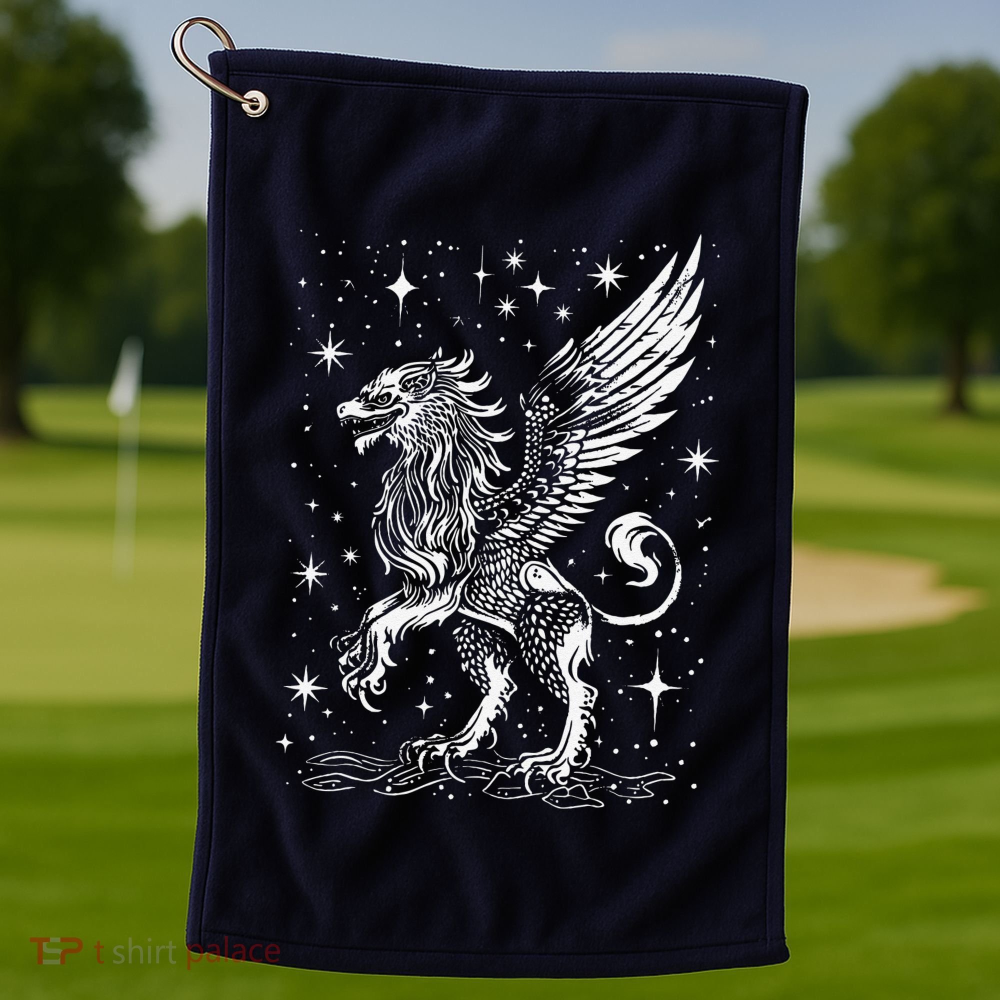 Mystical Creepy Gryphon Greek Mythical Creature Golf Towel