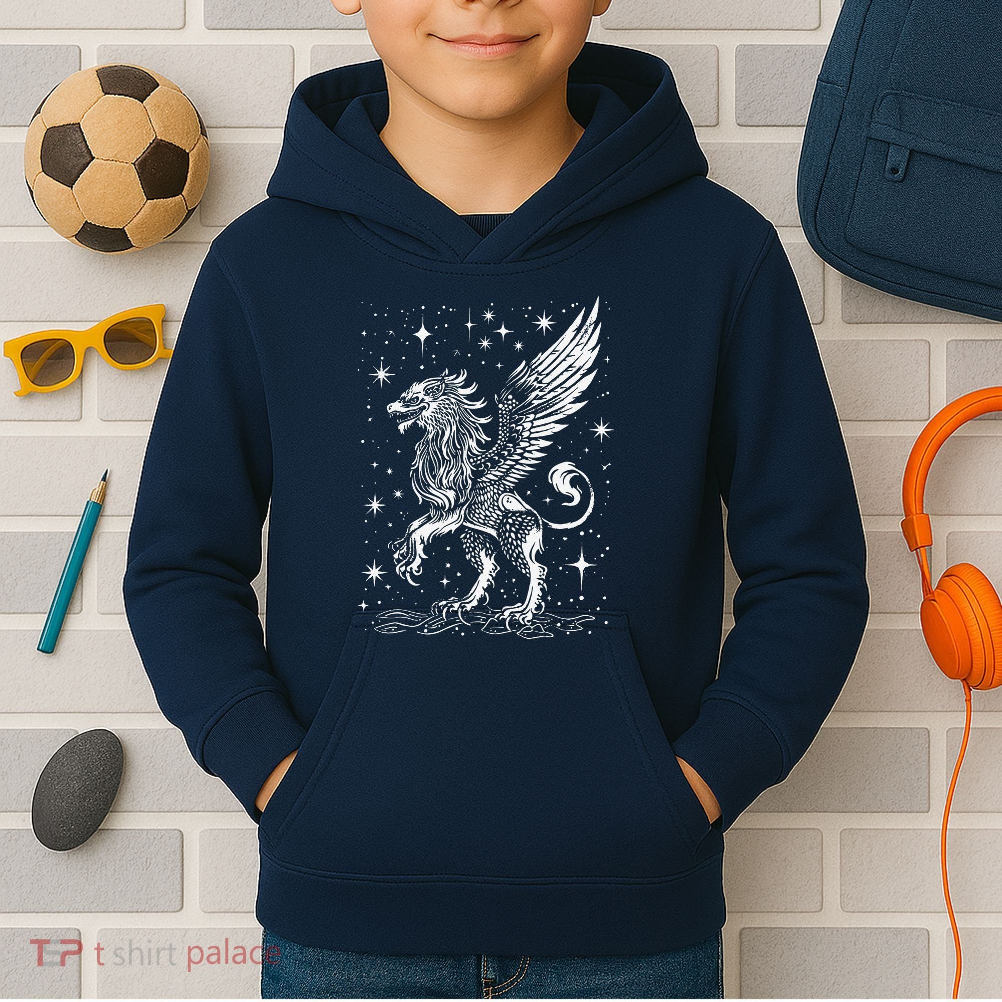 Mystical Creepy Gryphon Greek Mythical Creature Kids Hoodie