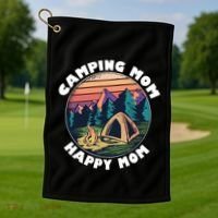 Mom Camping Gift Happy Camping Mom Camper Gift Mother Meaningful Gift Golf Towel thumb 1