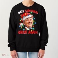Make Christmas Great Again Funny Donald Trump Xmas Lights Women's Sweatshirt thumb 0
