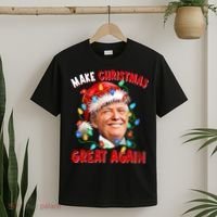 Make Christmas Great Again Funny Donald Trump Xmas Lights T-Shirt thumb 2