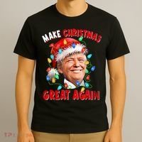 Make Christmas Great Again Funny Donald Trump Xmas Lights T-Shirt thumb 3