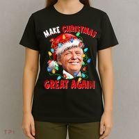 Make Christmas Great Again Funny Donald Trump Xmas Lights T-Shirt thumb 4