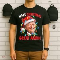 Make Christmas Great Again Funny Donald Trump Xmas Lights T-Shirt thumb 6
