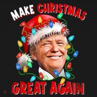 Make Christmas Great Again Funny Donald Trump Xmas Lights Women's Hoodie thumb 2