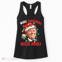 Make Christmas Great Again Funny Donald Trump Xmas Lights Women's Tank Top thumb 0
