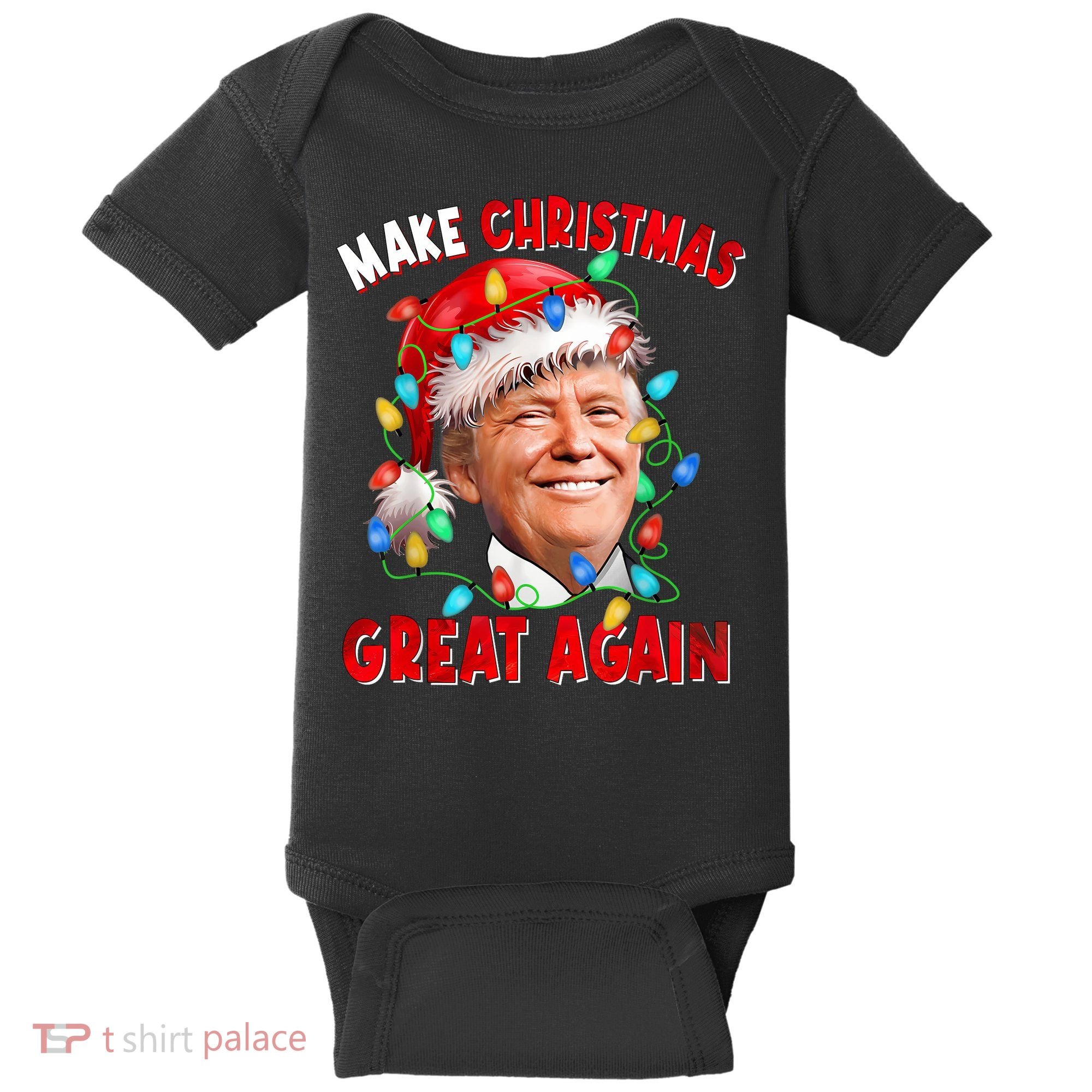Make Christmas Great Again Funny Donald Trump Xmas Lights Baby Bodysuit