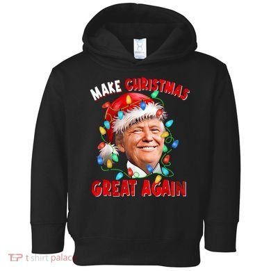 Make Christmas Great Again Funny Donald Trump Xmas Lights Toddler Hoodie