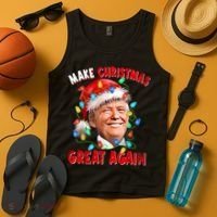 Make Christmas Great Again Funny Donald Trump Xmas Lights Tank Top thumb 4