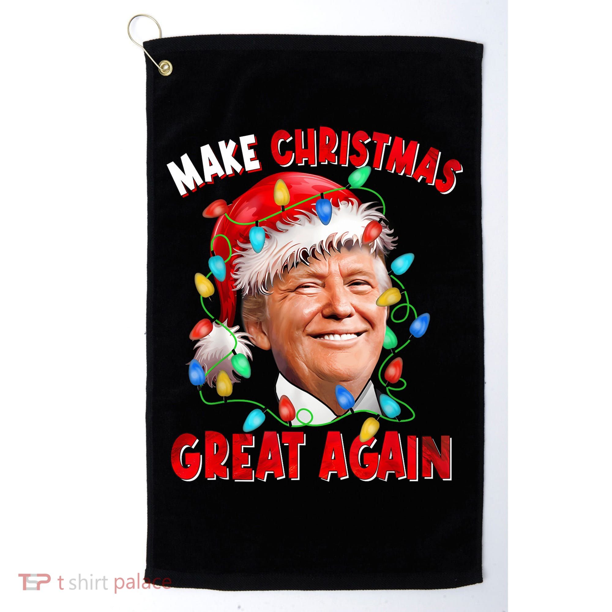 Make Christmas Great Again Funny Donald Trump Xmas Lights Golf Towel