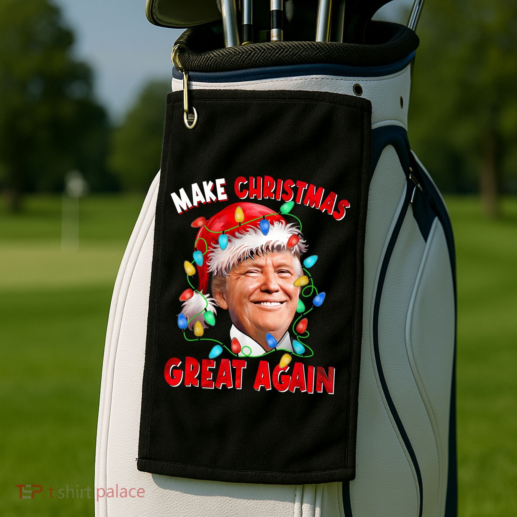 Make Christmas Great Again Funny Donald Trump Xmas Lights Golf Towel