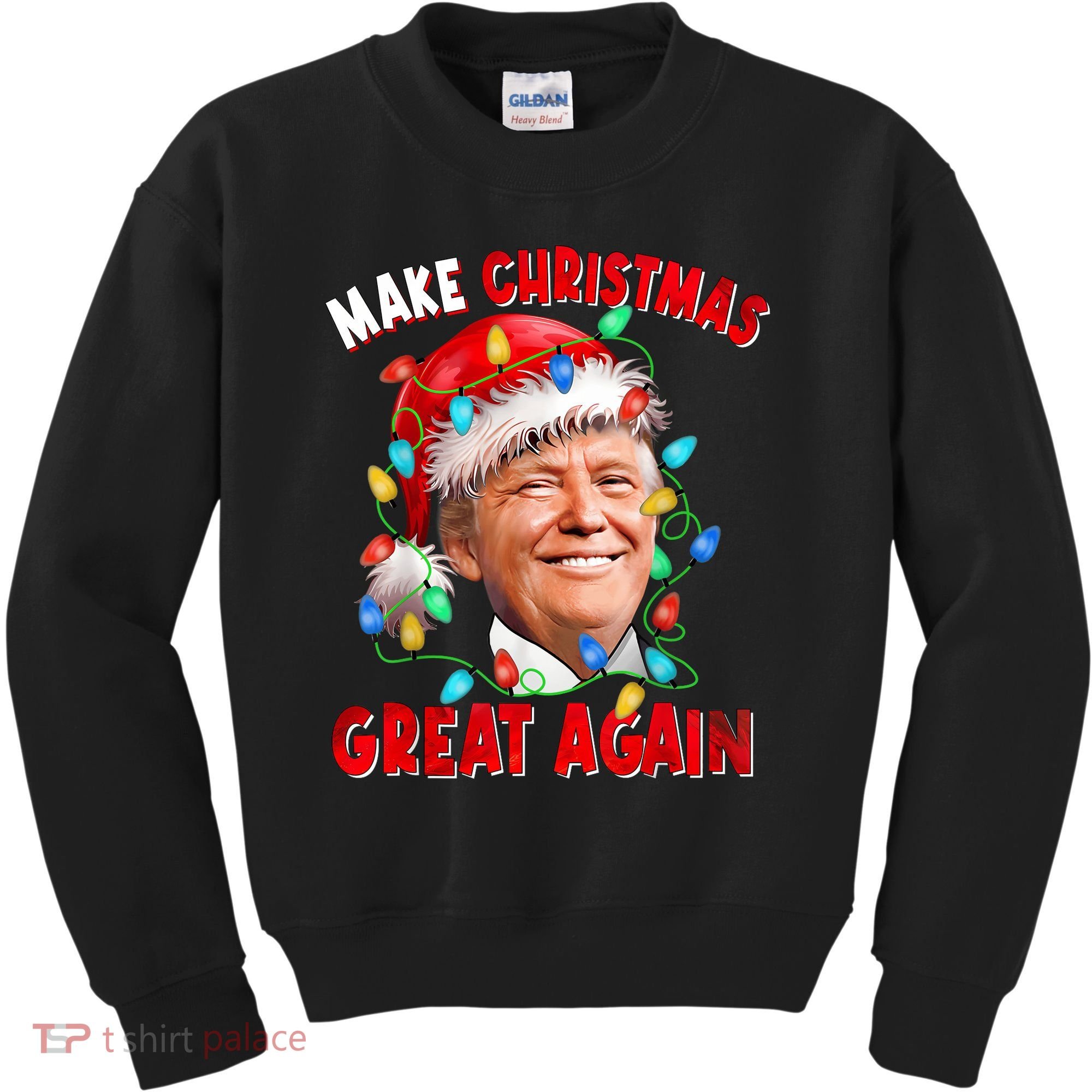 Make Christmas Great Again Funny Donald Trump Xmas Lights Kids Sweatshirt