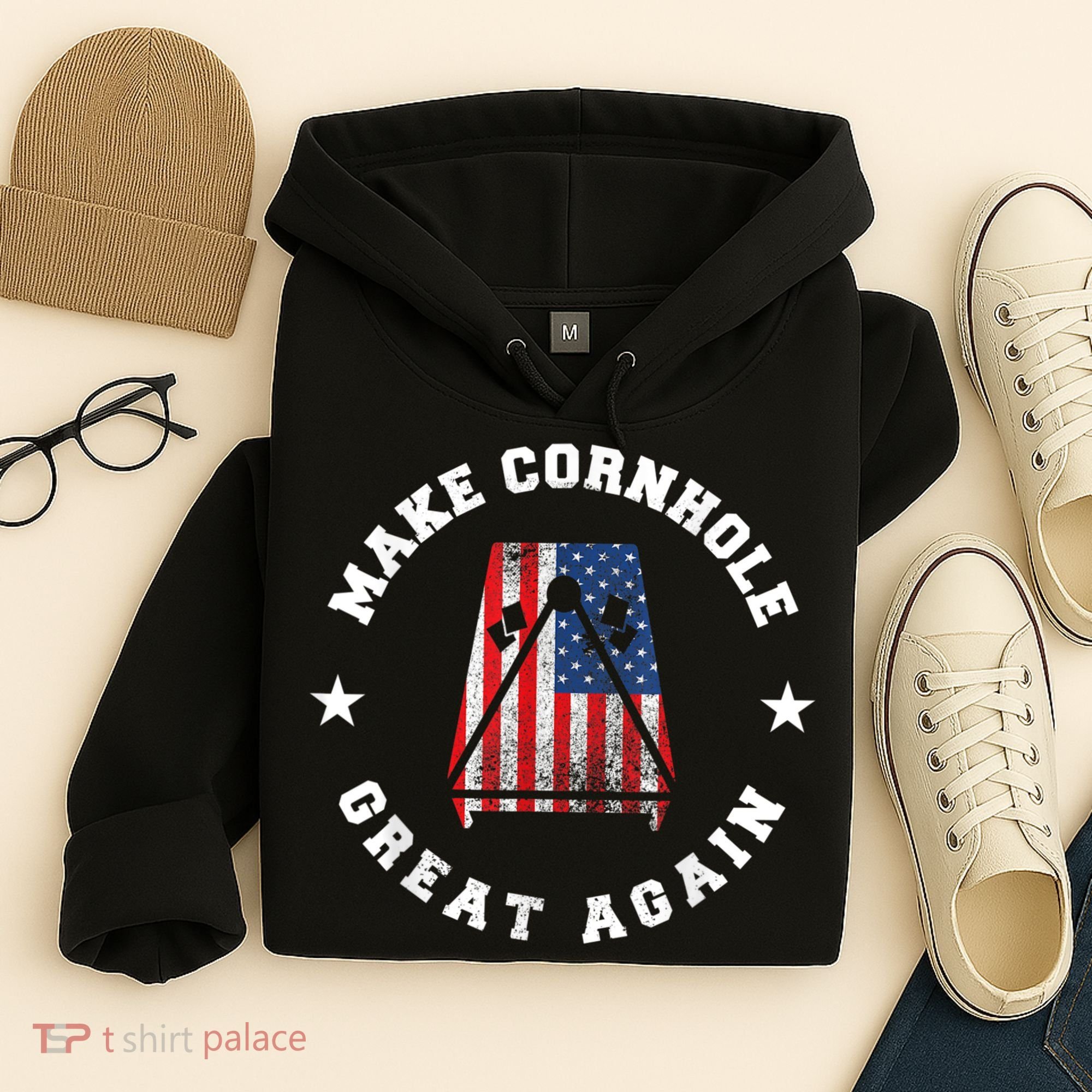 Make Cornhole Great Again Funny USA Hoodie