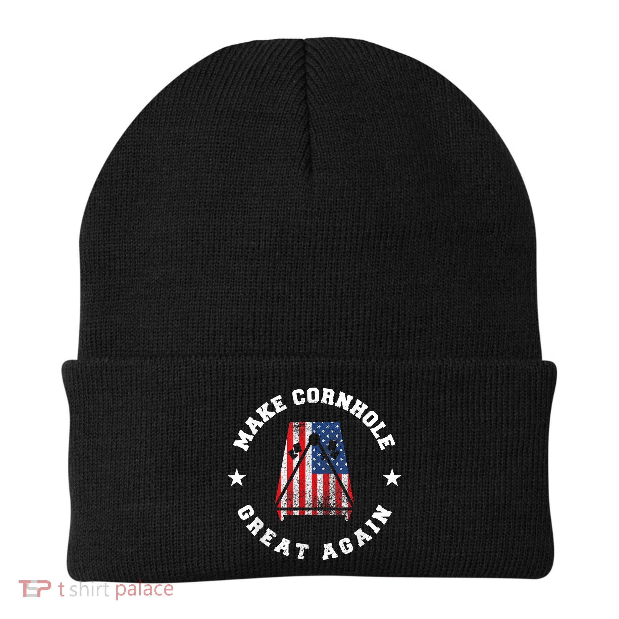 Make Cornhole Great Again Funny USA Beanie