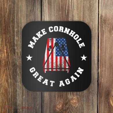 Make Cornhole Great Again Funny USA Coaster