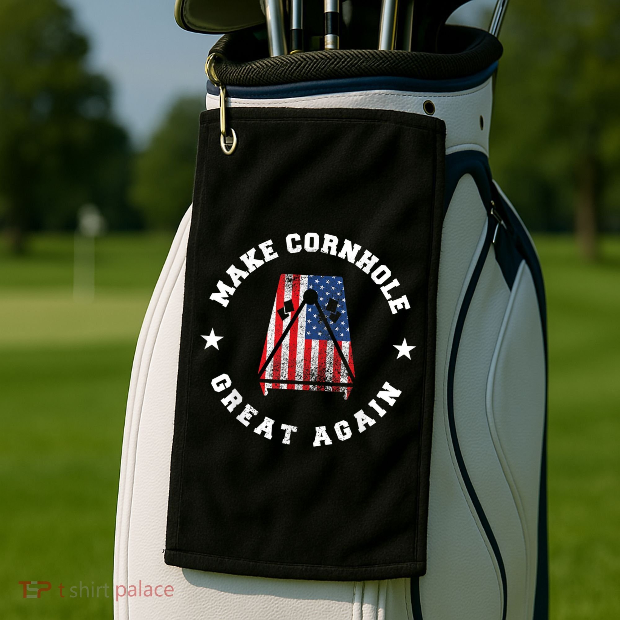 Make Cornhole Great Again Funny USA Golf Towel