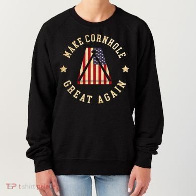 Make Cornhole Great Again Funny Cornhole American Flag Great Gift Women's Sweatshirt