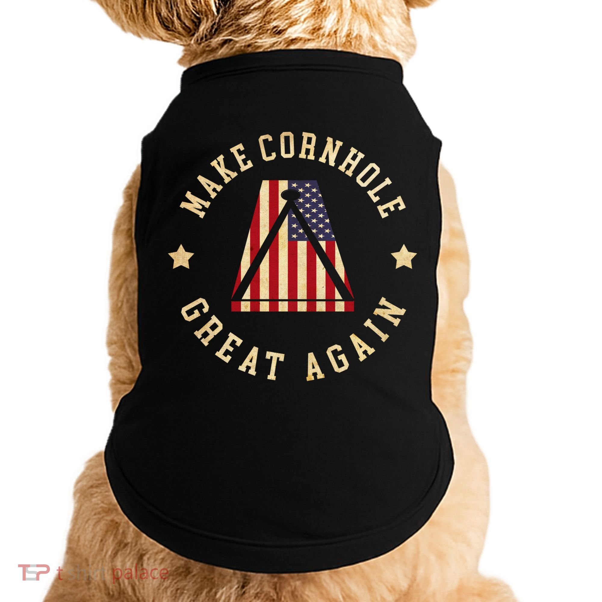 Make Cornhole Great Again Funny Cornhole American Flag Great Gift Doggie Tank