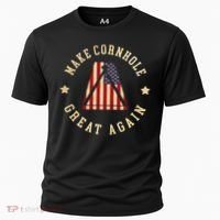 Make Cornhole Great Again Funny Cornhole American Flag Great Gift Cooling Performance Crew T-Shirt thumb 0