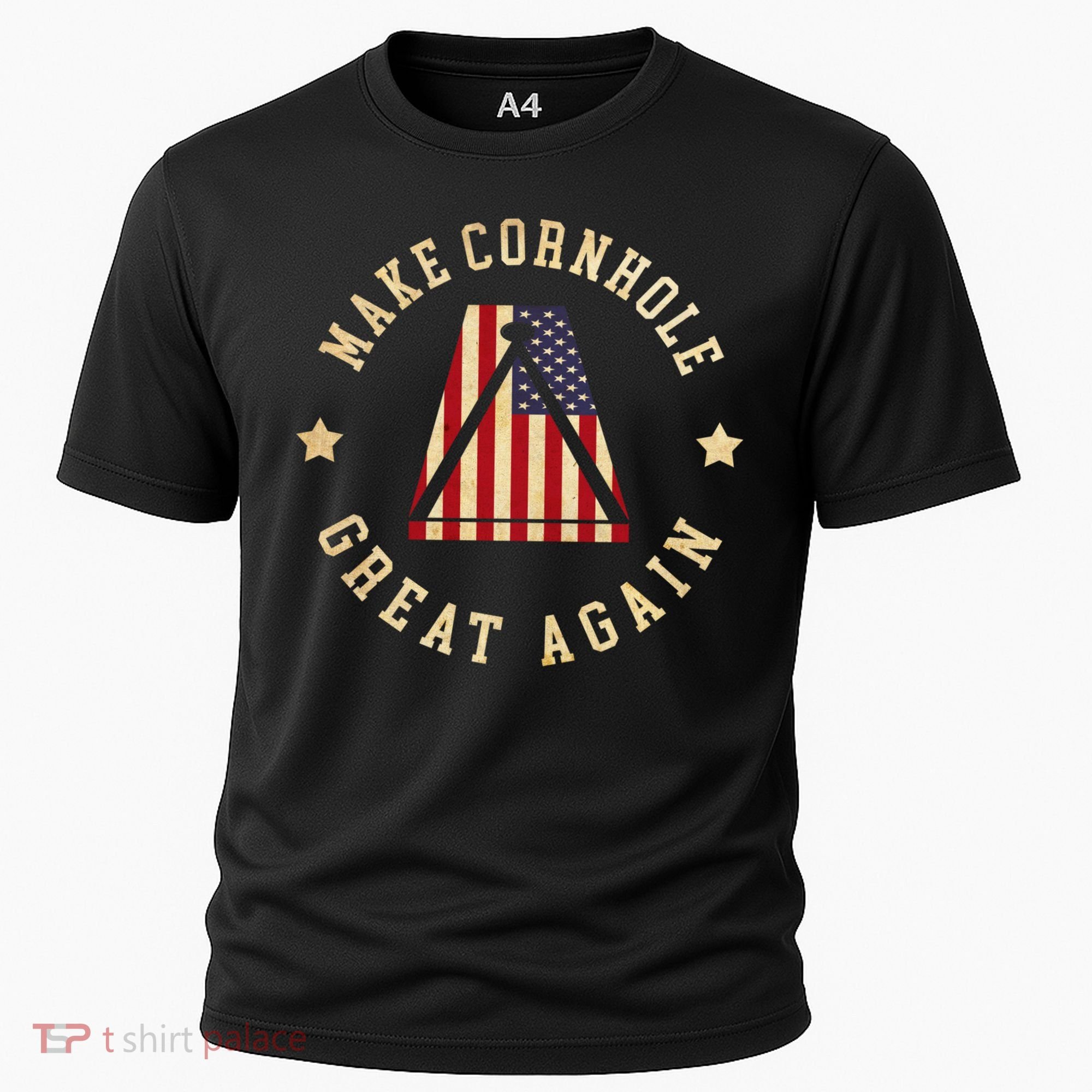 Make Cornhole Great Again Funny Cornhole American Flag Great Gift Cooling Performance Crew T-Shirt
