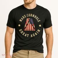 Make Cornhole Great Again Funny Cornhole American Flag Great Gift Cooling Performance Crew T-Shirt thumb 2