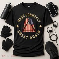 Make Cornhole Great Again Funny Cornhole American Flag Great Gift Cooling Performance Crew T-Shirt thumb 3