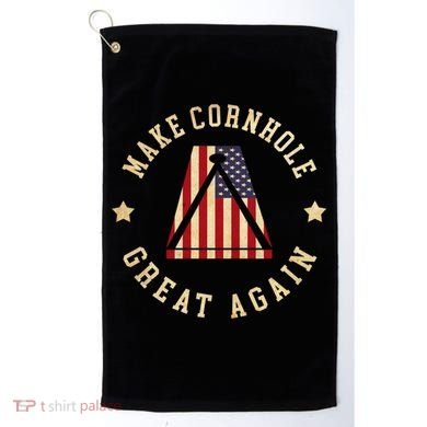 Make Cornhole Great Again Funny Cornhole American Flag Great Gift Golf Towel