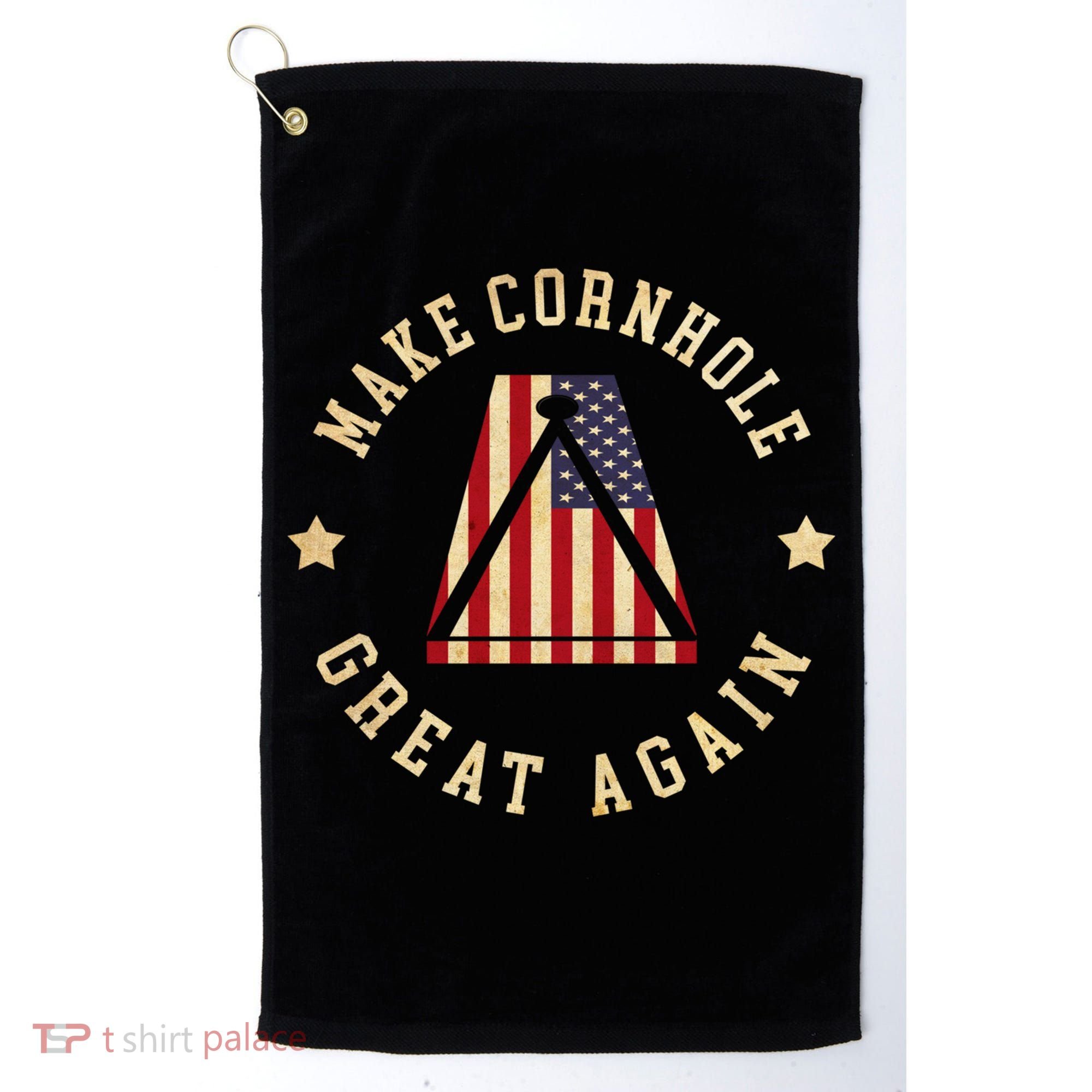 Make Cornhole Great Again Funny Cornhole American Flag Great Gift Golf Towel