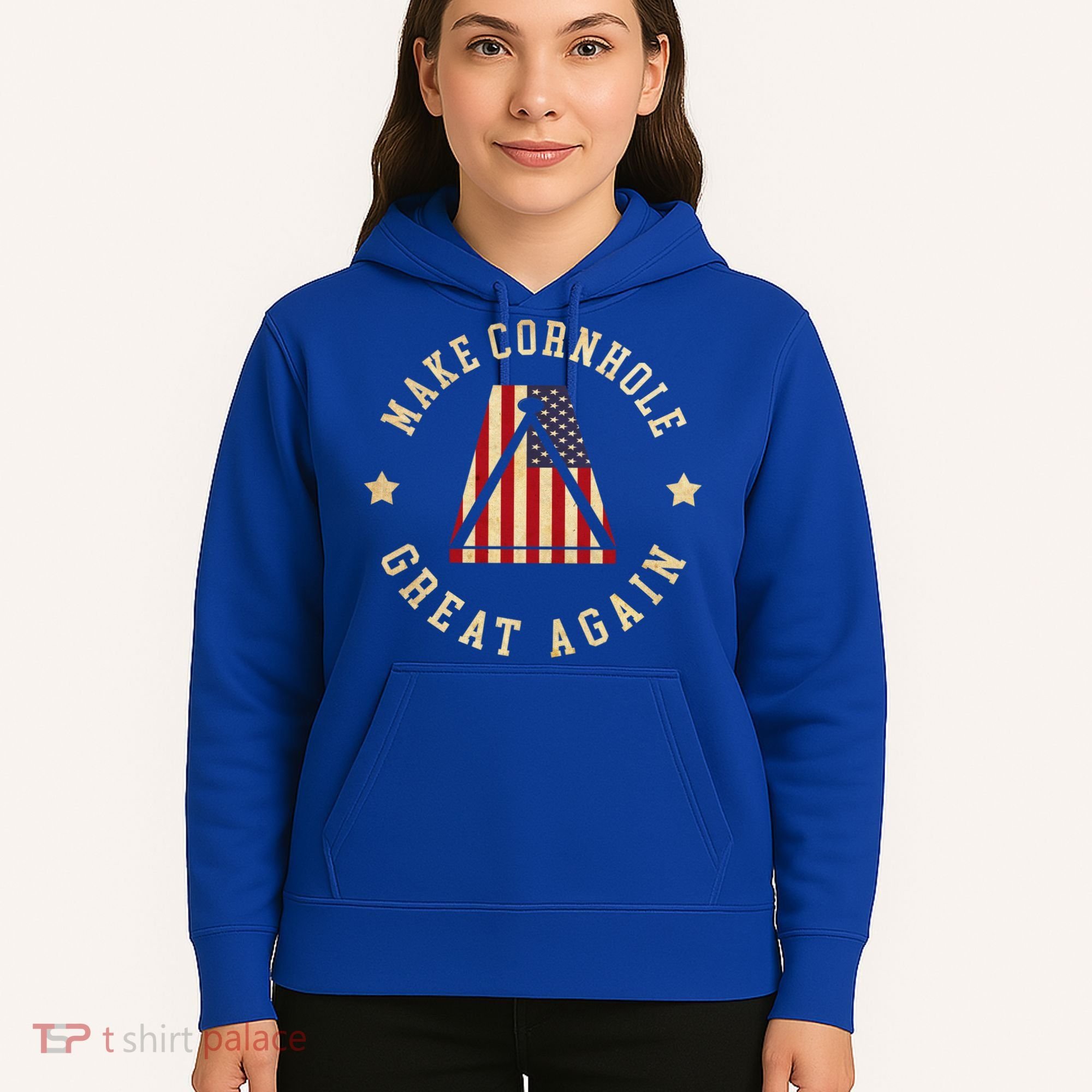 Make Cornhole Great Again Funny Cornhole American Flag Great Gift Hoodie