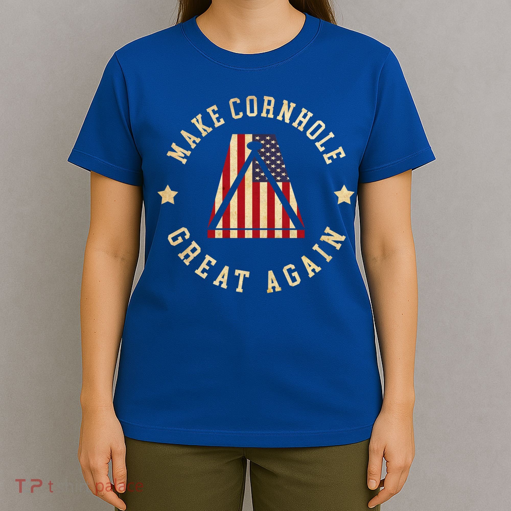 Make Cornhole Great Again Funny Cornhole American Flag Great Gift T-Shirt