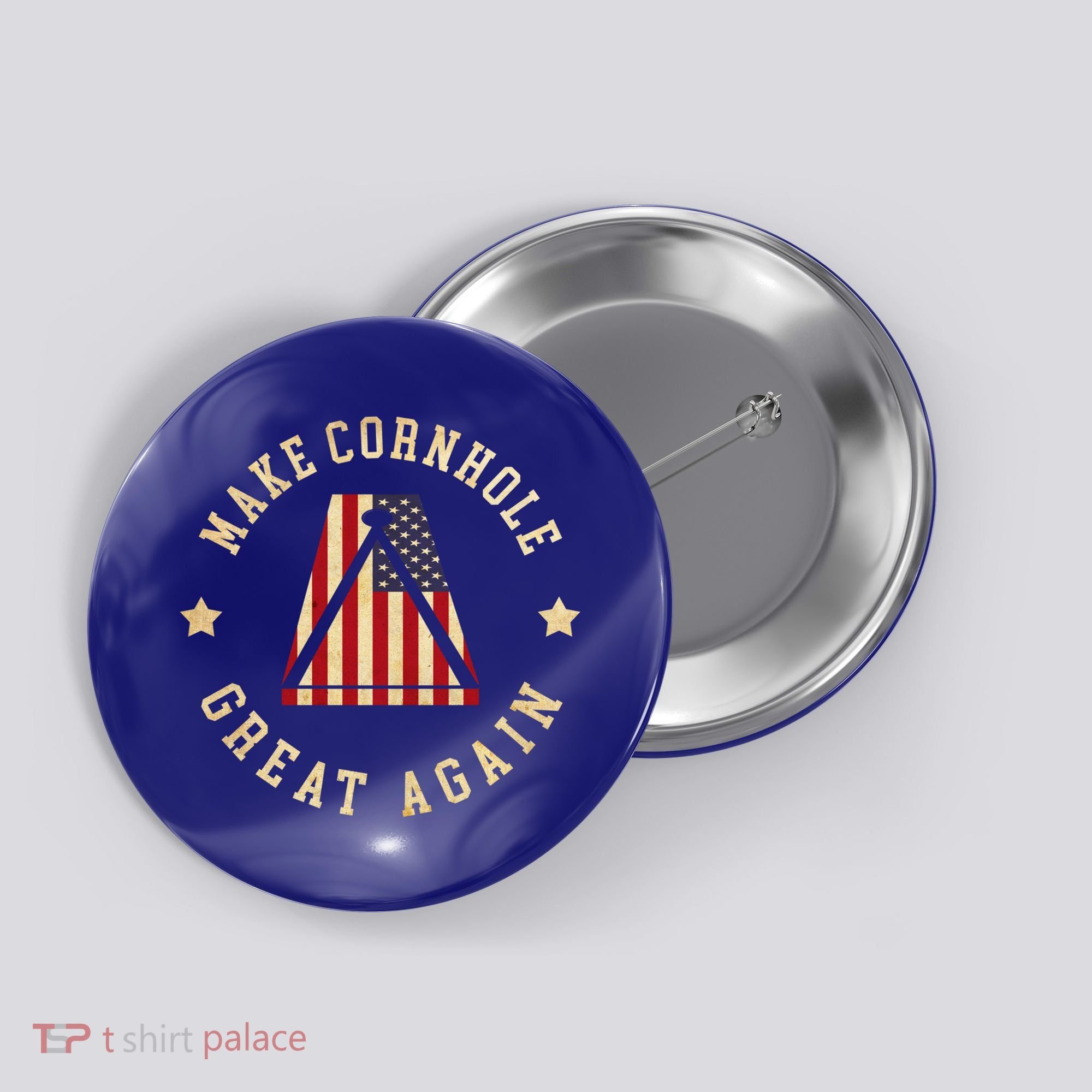 Make Cornhole Great Again Funny Cornhole American Flag Great Gift Button