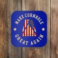 Make Cornhole Great Again Funny Cornhole American Flag Great Gift Coaster thumb 0
