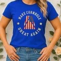 Make Cornhole Great Again Funny Cornhole American Flag Great Gift Women's T-Shirt thumb 2