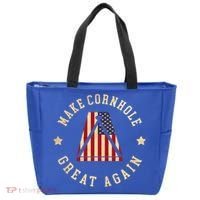 Make Cornhole Great Again Funny Cornhole American Flag Great Gift Tote Bag thumb 0
